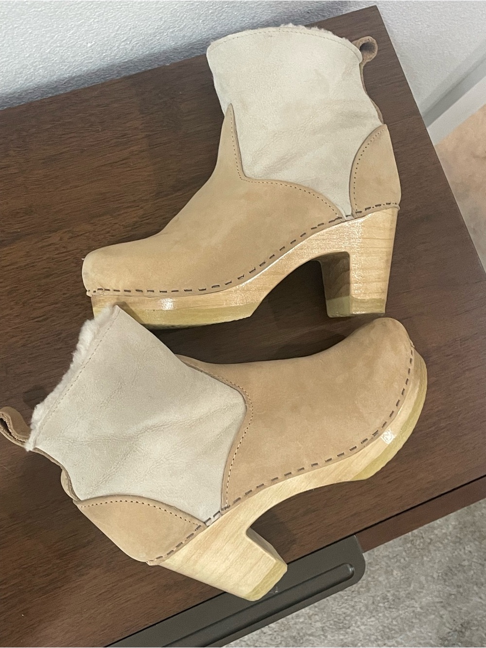 LUXURY Chunky Clog platform stacked boots suede quiet luxury, size 7, MSRP $430 - Picture 14 of 15